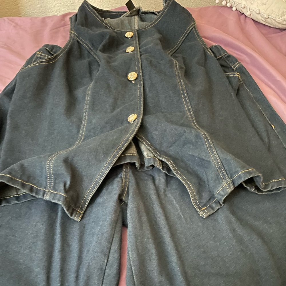 Dark Denim Button-Up Jumpsuit